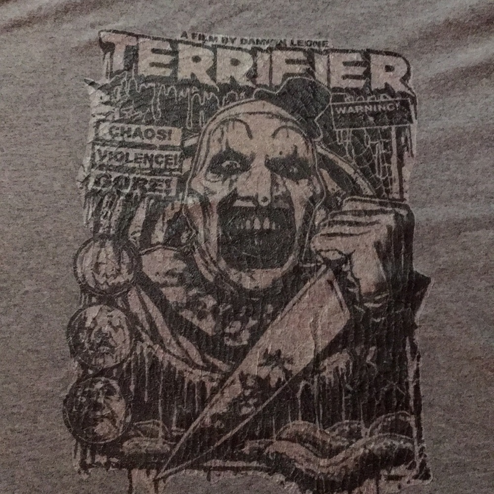 Terrifier Vintage style grey v neck shirt
